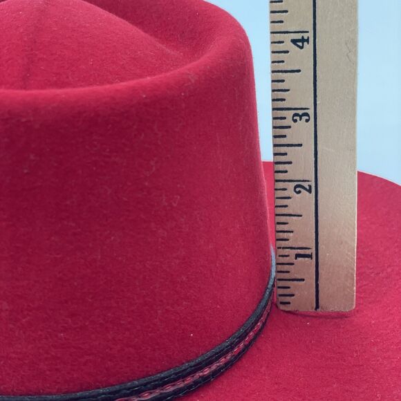 Vtg Charlie 1 Horse Red Wool Cowboy Hat Cowgirl 6-7/8 Western Flare Hatband Boho